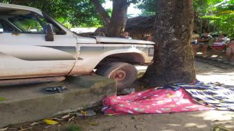 Vítima foi apertada contra árvore e morreu no local. Motorista fugiu e não foi localizado pela Polícia Militar.