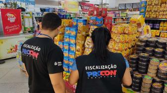 Durante a ação do Procon foram pesquisados 84 produtos entre carnes, azeites, bombons, farofas prontas, frutas, bebidas e panetones.