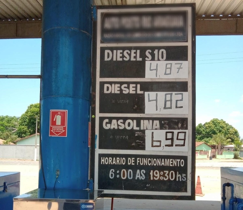 Posto em Pau D'arco foi autuado por subir preço da gasolina sem justificativa, diz Procon — Foto: Procon TO - Governo do Tocantins